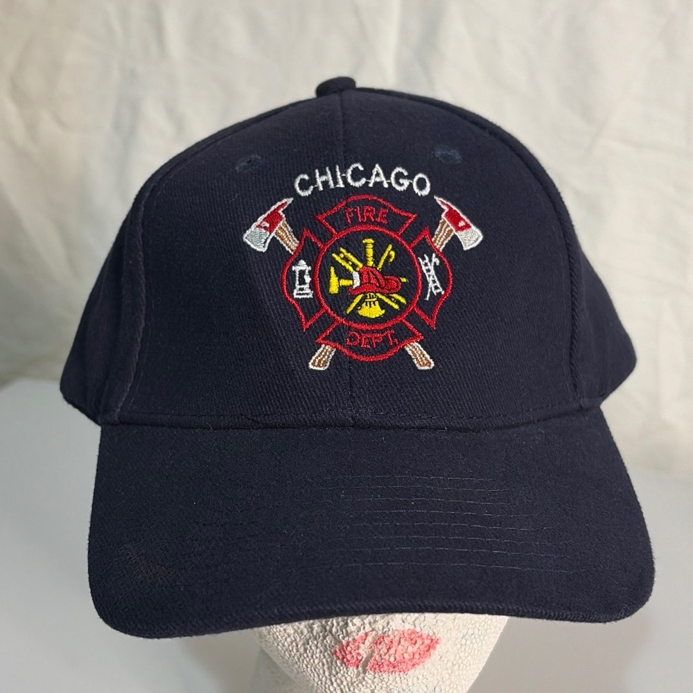 Nissin Chicago Fire Dept Baseball Cap Navy Blue Embroidered Adjustable Hat